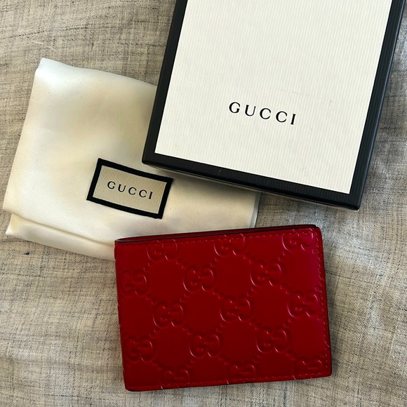 🆕💯% Auth Men’s Gucci Wallet Red Leather NWT - Picture 1 of 7
